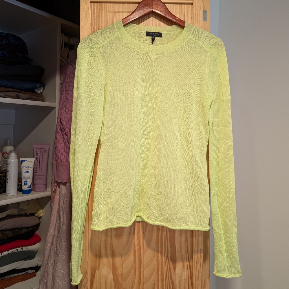 Rag and Bone Ola Crew Lime Green Size Small